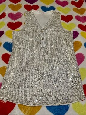 SHEIN Silver Sequin Tank Top